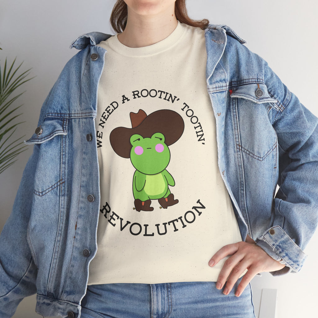 Frog Cowboy Tee — "We Need a Rootin' Tootin' Revolution" Funny Graphic T-Shirt
