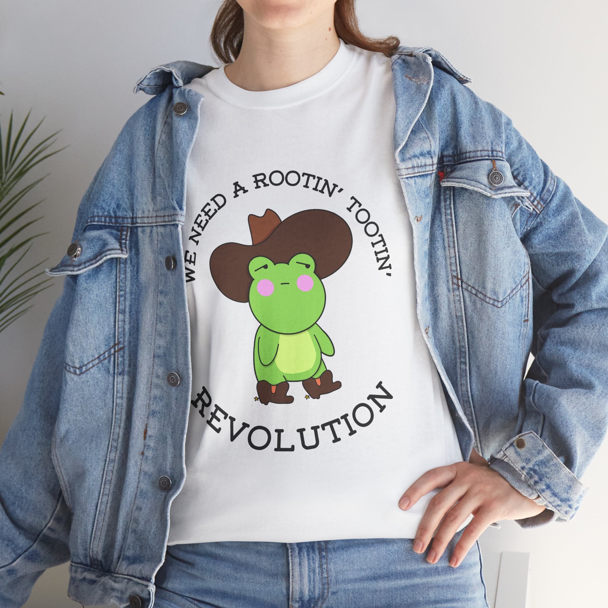 Frog Cowboy Tee — "We Need a Rootin' Tootin' Revolution" Funny Graphic T-Shirt