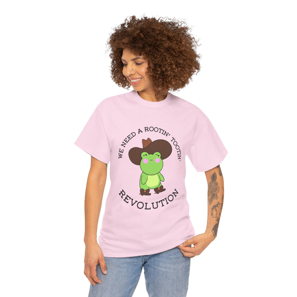 Frog Cowboy Tee — "We Need a Rootin' Tootin' Revolution" Funny Graphic T-Shirt