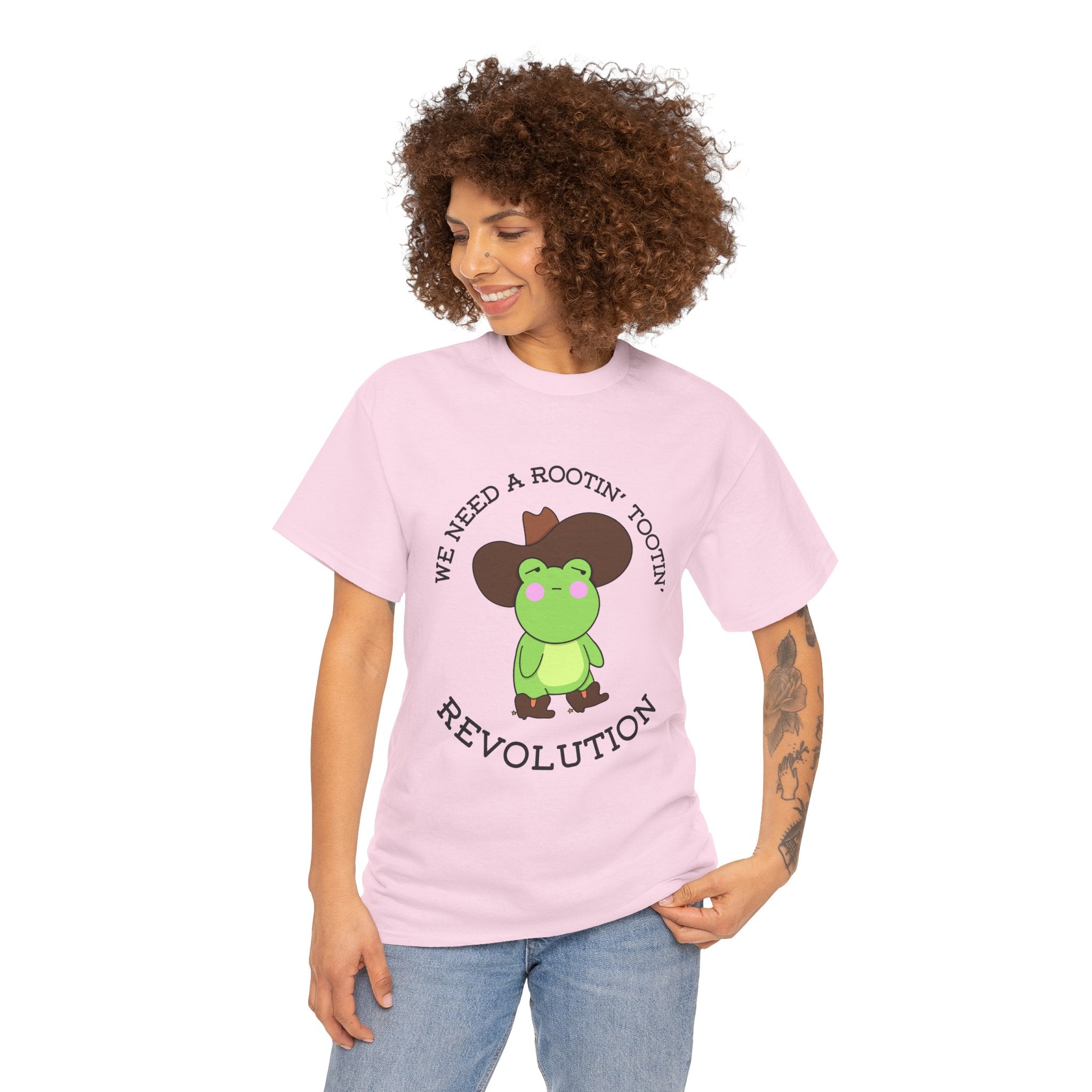 Frog Cowboy Tee — "We Need a Rootin' Tootin' Revolution" Funny Graphic T-Shirt