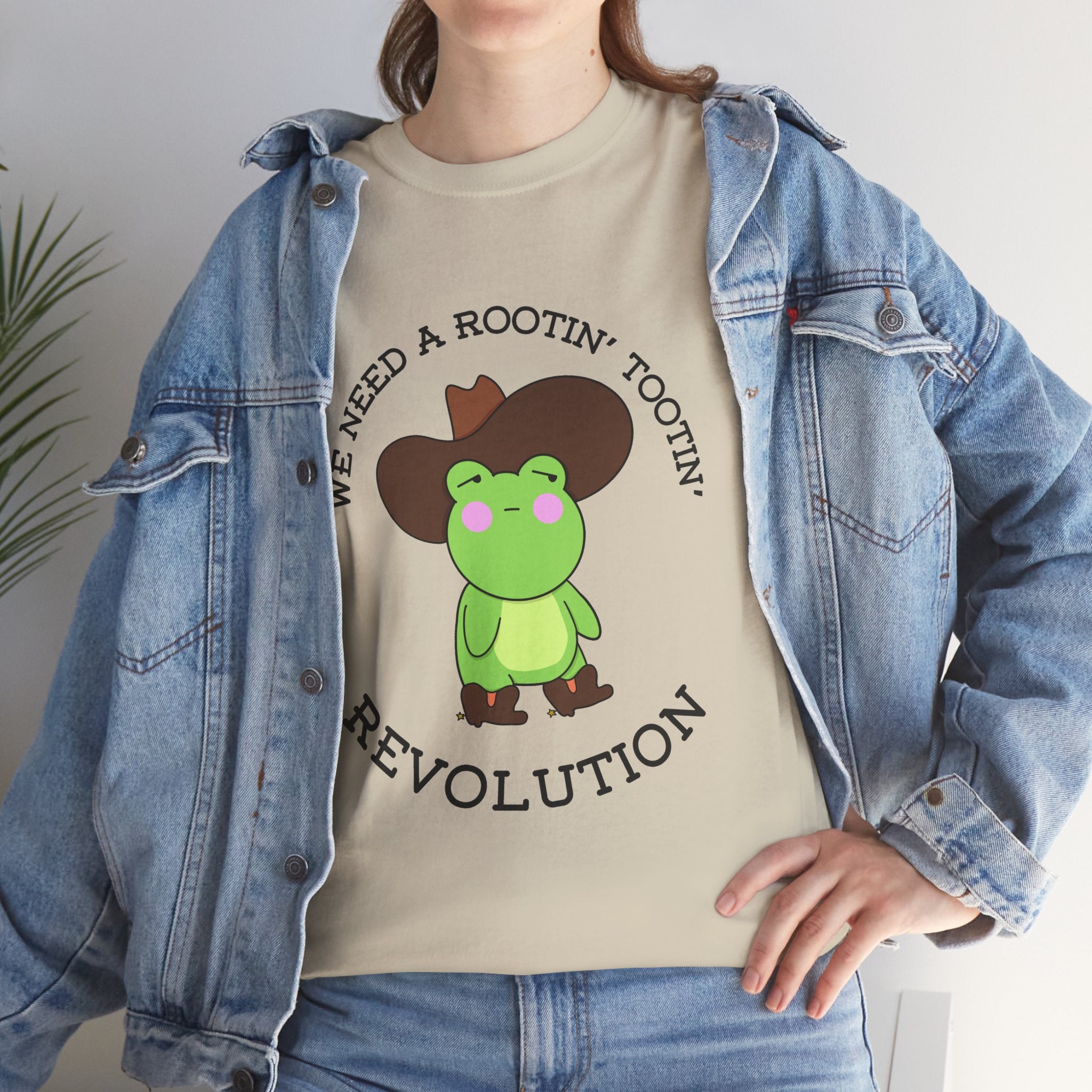 Frog Cowboy Tee — "We Need a Rootin' Tootin' Revolution" Funny Graphic T-Shirt