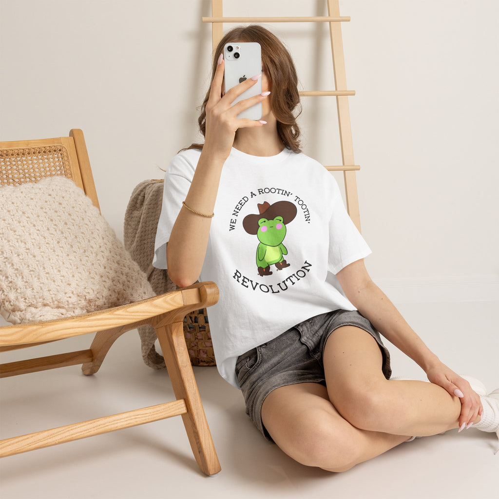 Frog Cowboy Tee — "We Need a Rootin' Tootin' Revolution" Funny Graphic T-Shirt