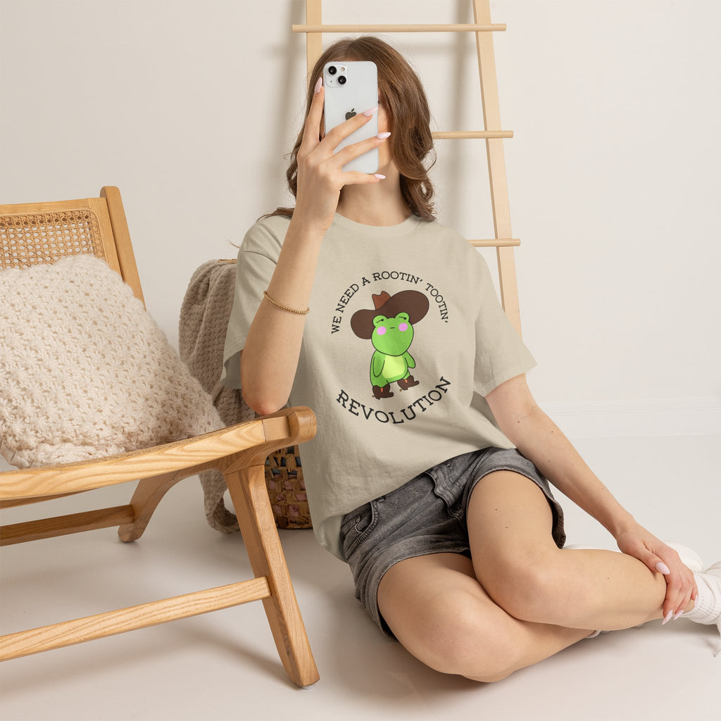 Frog Cowboy Tee — "We Need a Rootin' Tootin' Revolution" Funny Graphic T-Shirt