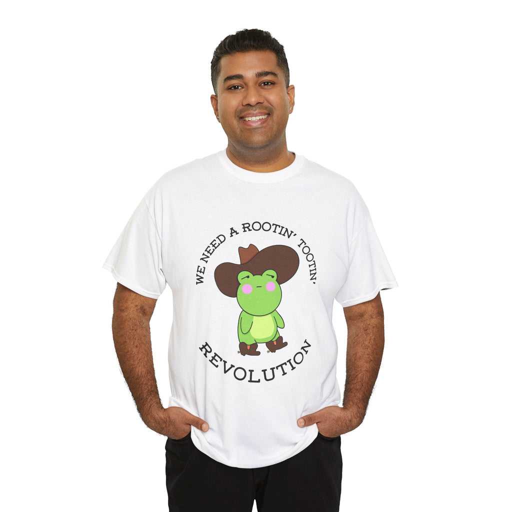 Frog Cowboy Tee — "We Need a Rootin' Tootin' Revolution" Funny Graphic T-Shirt