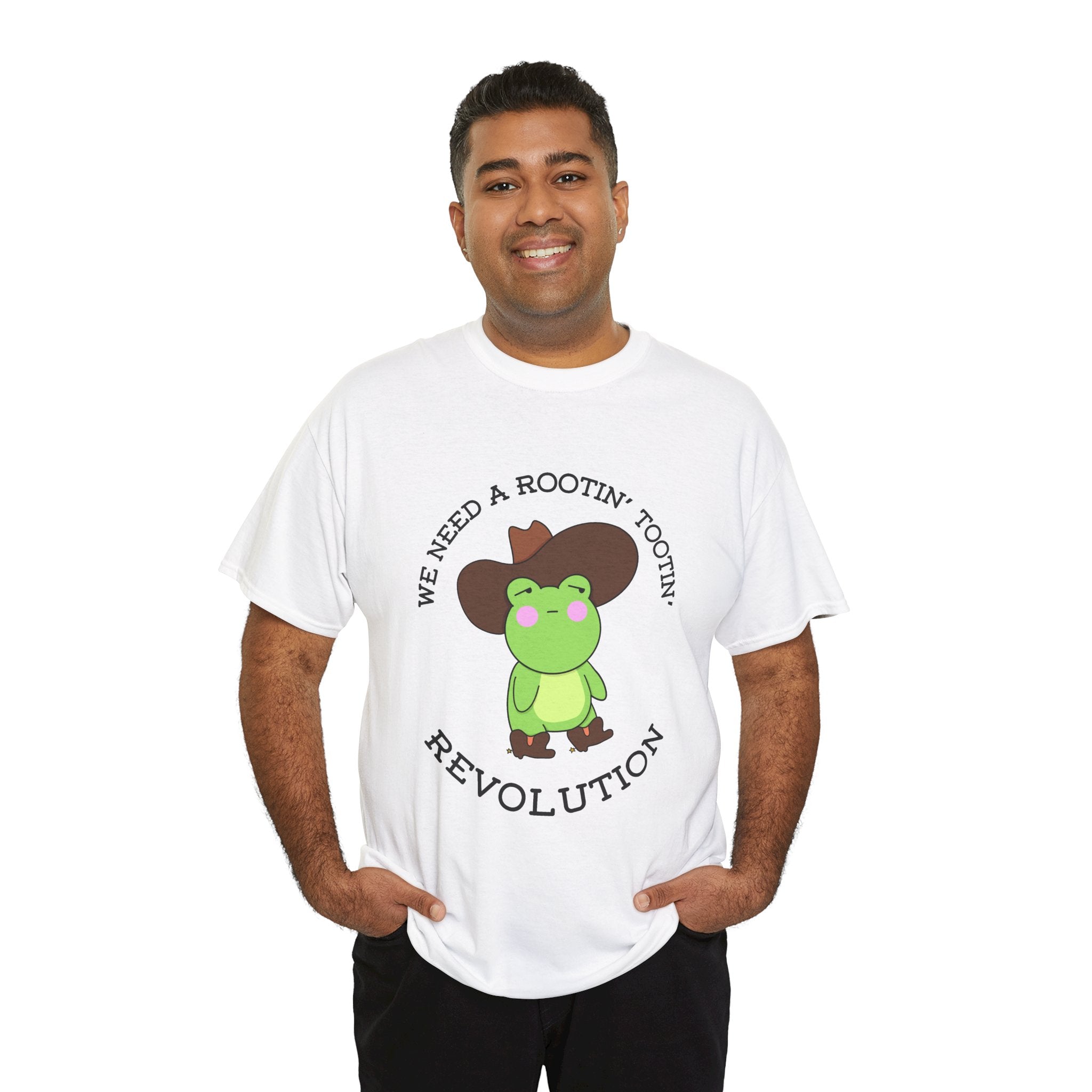Frog Cowboy Tee — "We Need a Rootin' Tootin' Revolution" Funny Graphic T-Shirt