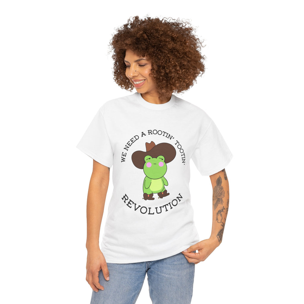 Frog Cowboy Tee — "We Need a Rootin' Tootin' Revolution" Funny Graphic T-Shirt
