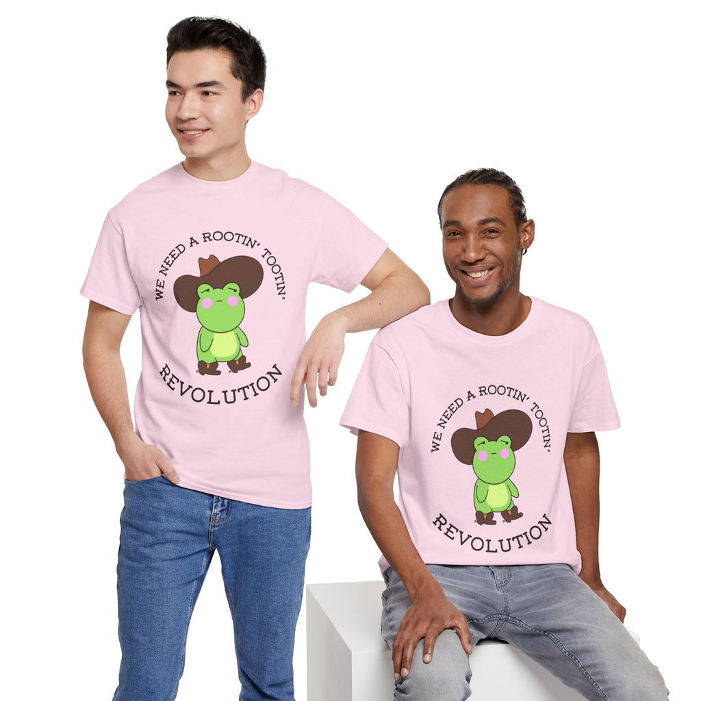 Frog Cowboy Tee — "We Need a Rootin' Tootin' Revolution" Funny Graphic T-Shirt