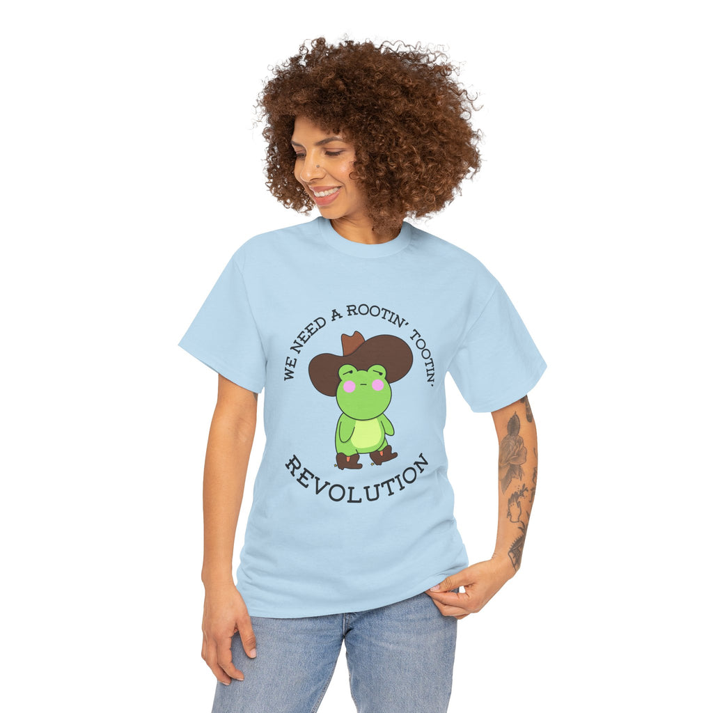 Frog Cowboy Tee — "We Need a Rootin' Tootin' Revolution" Funny Graphic T-Shirt
