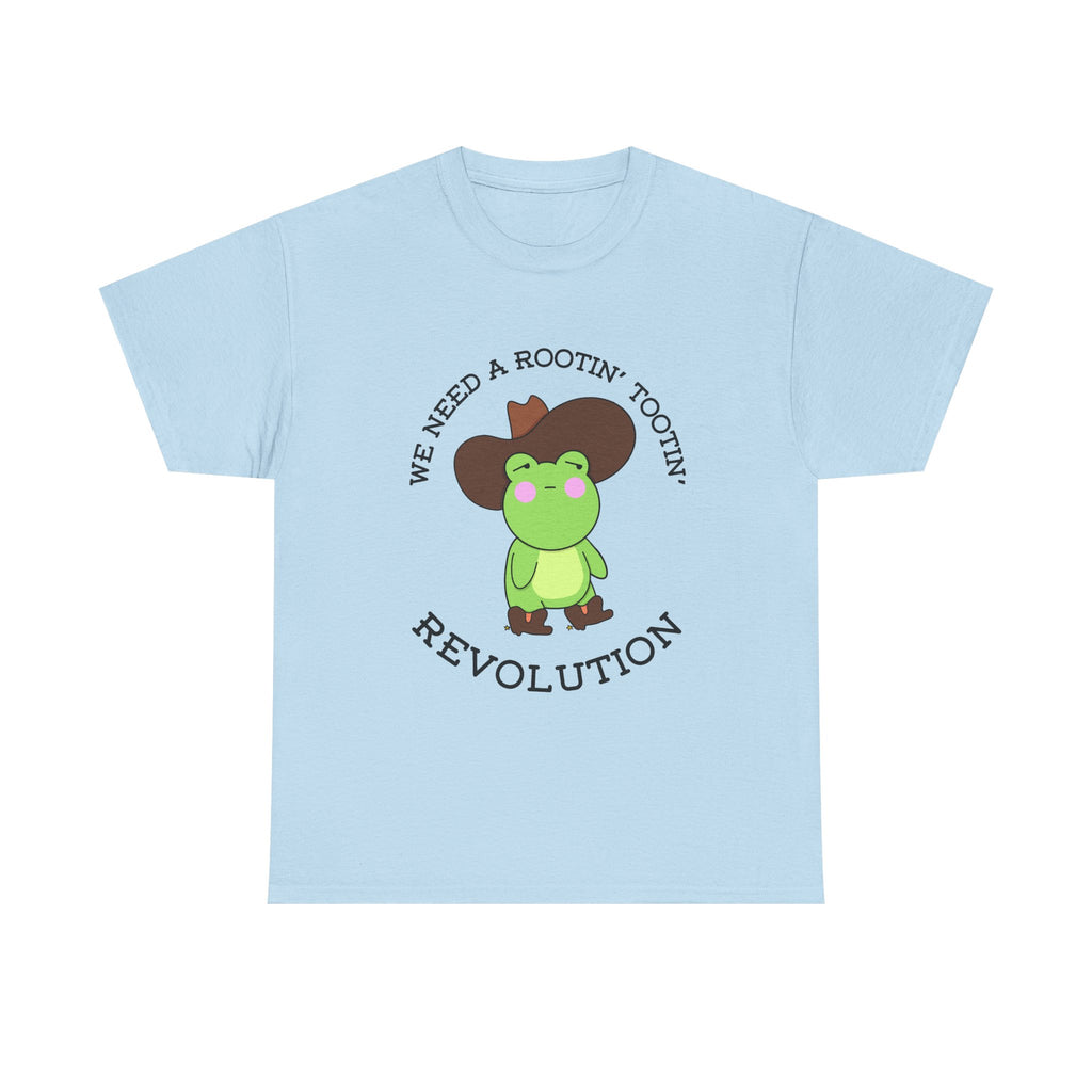 Frog Cowboy Tee — "We Need a Rootin' Tootin' Revolution" Funny Graphic T-Shirt
