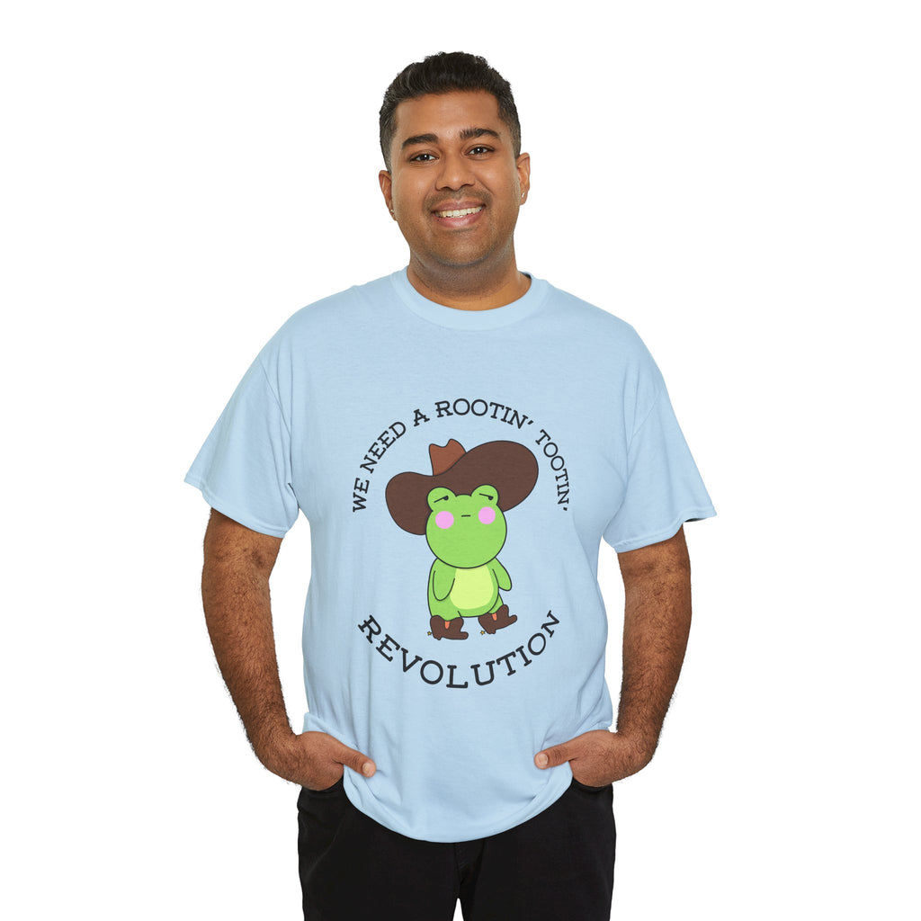 Frog Cowboy Tee — "We Need a Rootin' Tootin' Revolution" Funny Graphic T-Shirt