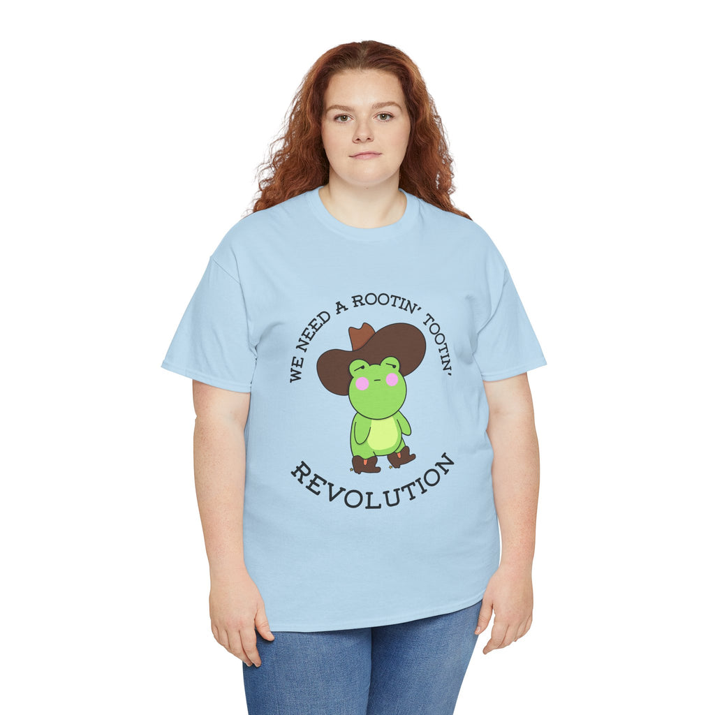 Frog Cowboy Tee — "We Need a Rootin' Tootin' Revolution" Funny Graphic T-Shirt