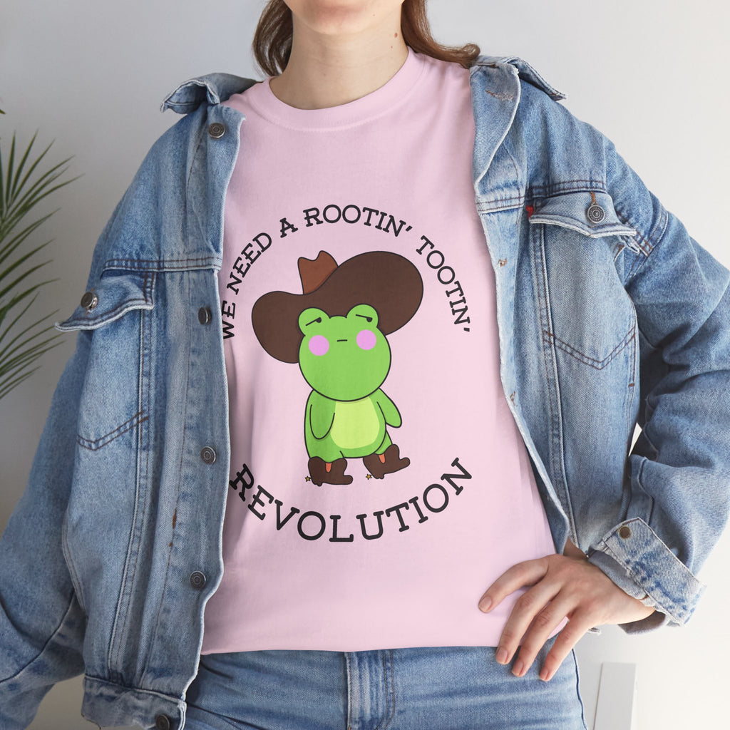 Frog Cowboy Tee — "We Need a Rootin' Tootin' Revolution" Funny Graphic T-Shirt