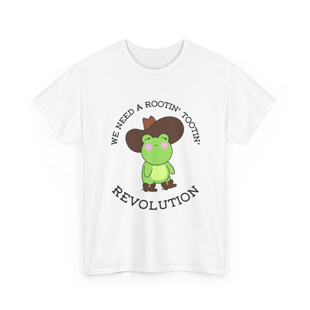Frog Cowboy Tee — "We Need a Rootin' Tootin' Revolution" Funny Graphic T-Shirt