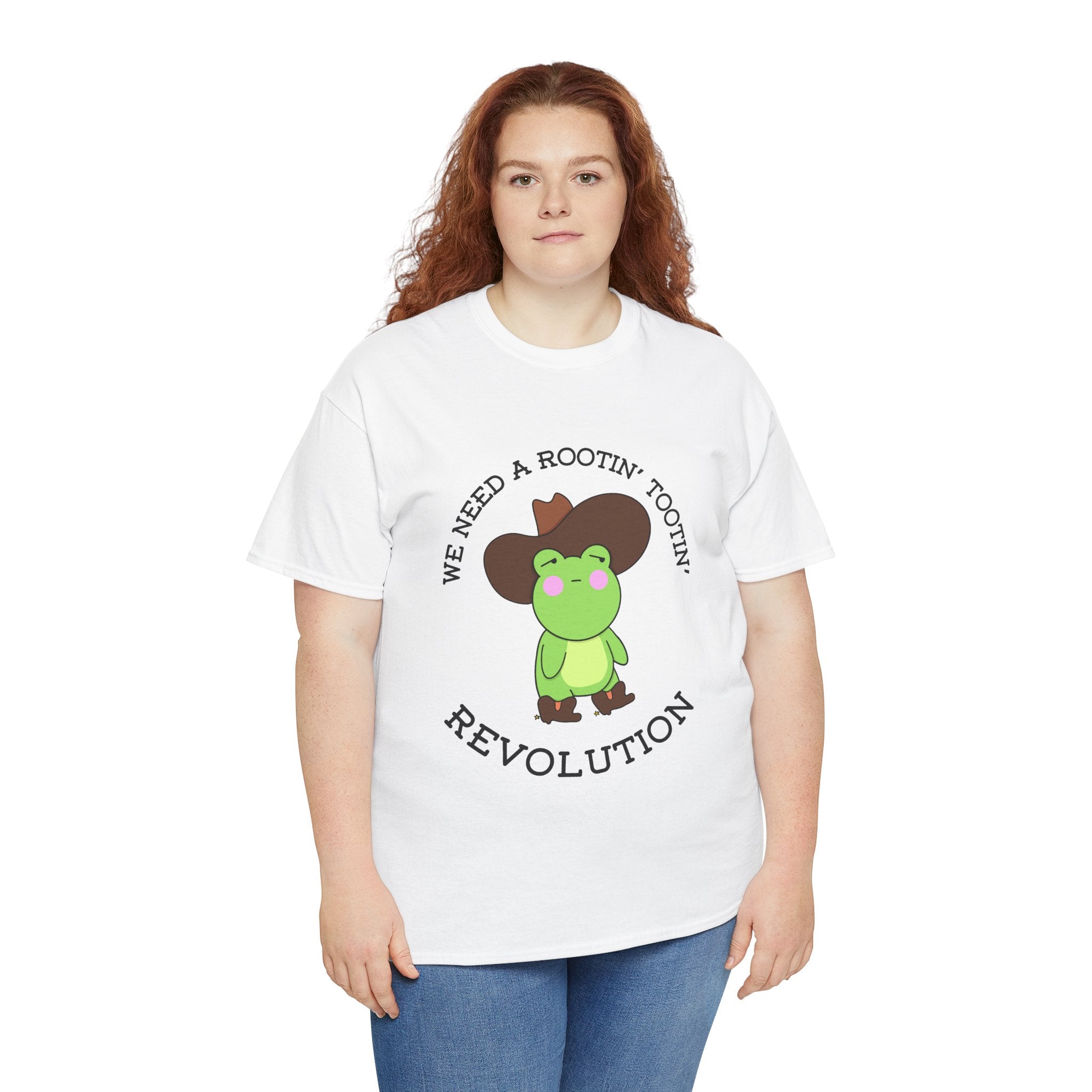 Frog Cowboy Tee — "We Need a Rootin' Tootin' Revolution" Funny Graphic T-Shirt