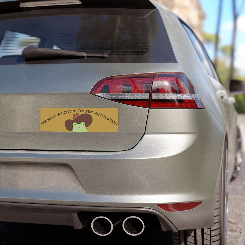Car Magnet — ‘‘We Need a Rootin' Tootin' Revolution’’ Cowboy Frog Design